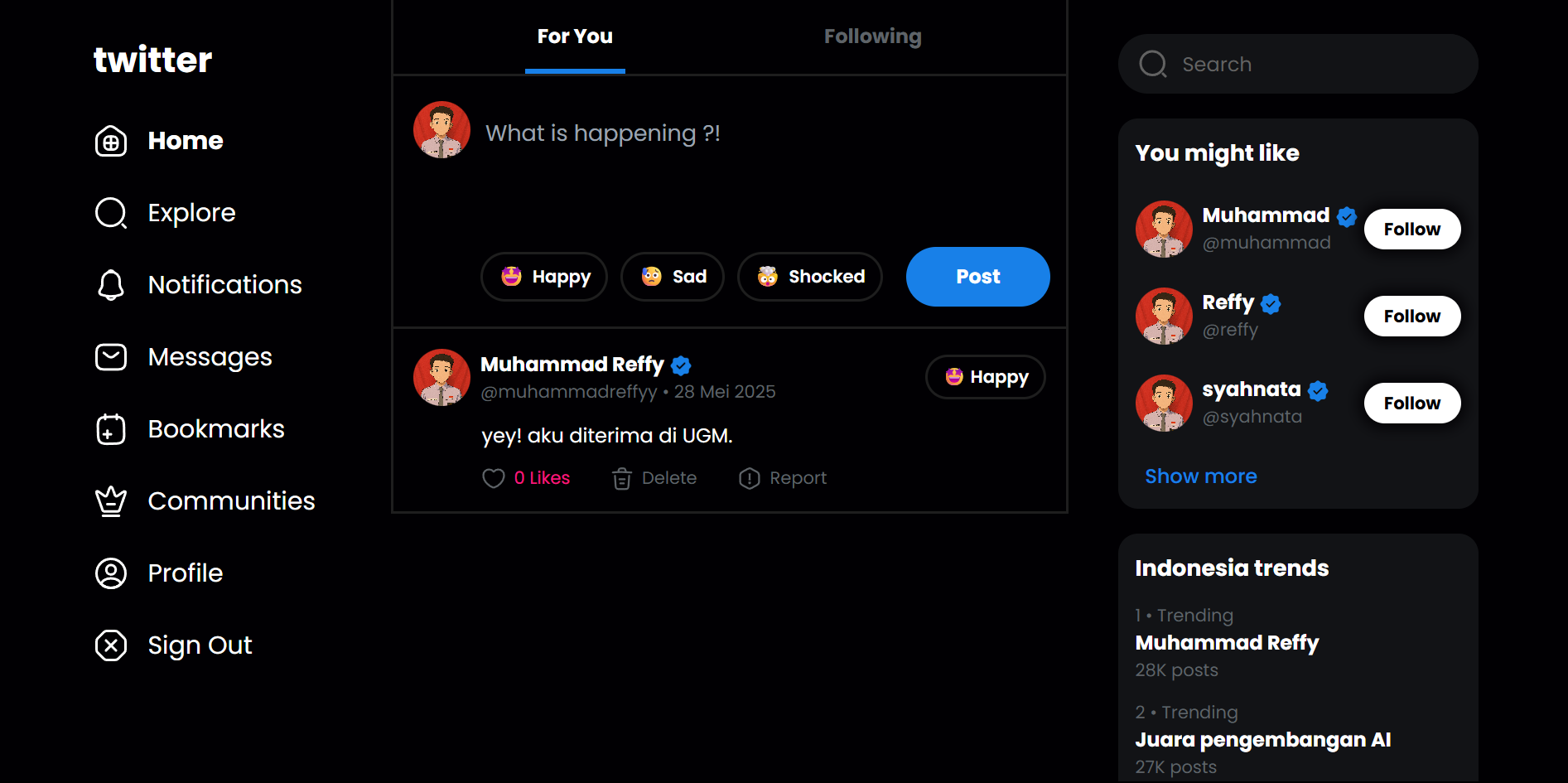 Twiiter Clone Project